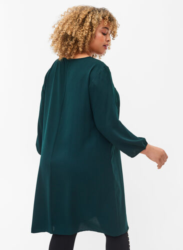 Zizzi Dress with lace and 3/4 length sleeves, Scarab, Model image number 1