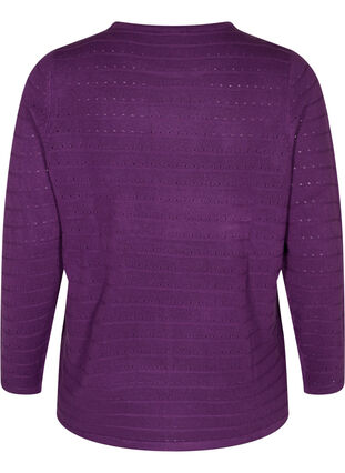 Zizzi Textured knitted top with round neck, Amaranth Purple, Packshot image number 1