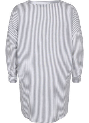 Zizzi Striped tunic with v neck and buttons, Balsam Green Stripe, Packshot image number 1