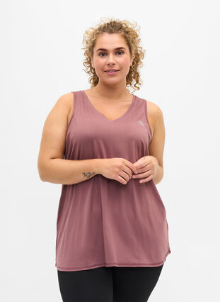 Zizzi Sportowy top z dekoltem w szpic, Rose Taupe, Model image number 0