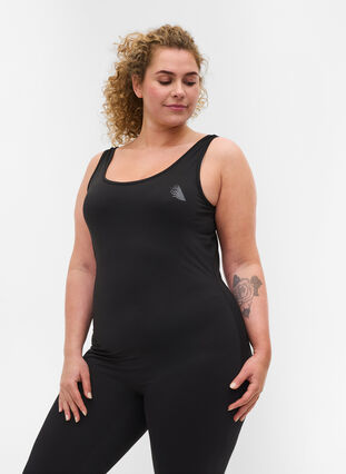 Zizzi Tight-fitting exercise jumpsuit, Black, Model image number 2