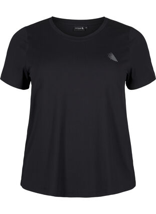 Zizzi T-shirt treningowy o dopasowanym kroju z okraglym dekoltem, Black, Packshot image number 0