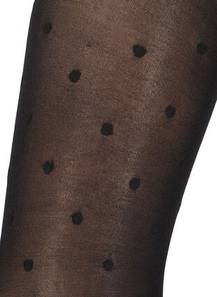 Zizzi 40 denier polka dotted tights, Black w. Dots, Packshot image number 1