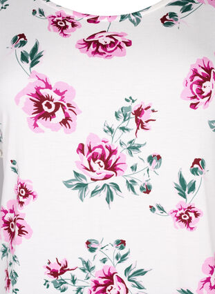 Zizzi Kwiatowa bluzka z wiskozy z krótkim rekawem, White Pink AOP, Packshot image number 2