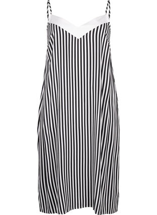 Zizzi Flash – sukienka w paski z wiskozy, Black White Stripe, Packshot image number 0