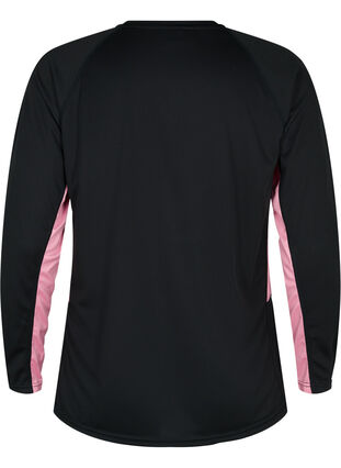 Zizzi Ski undershirt with contrast stripe, Black w. Sea Pink, Packshot image number 1