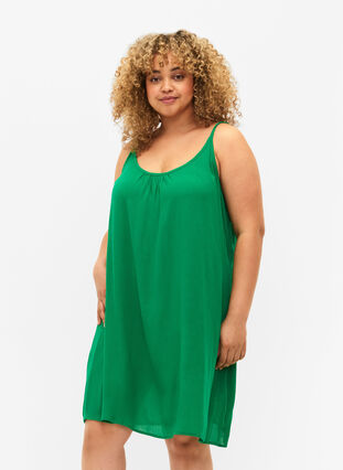 Zizzi Jednokolorowa sukienka z wiskozy na ramiaczkach, Jolly Green, Model image number 2