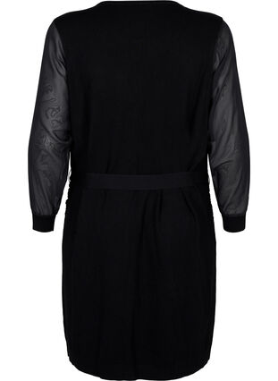 Zizzi Knitted dress with sheer sleeves, Black, Packshot image number 1