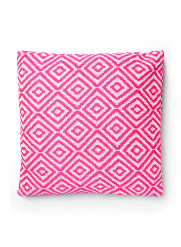 Zizzi Jacquard patterned cushion cover, Pink Comb, Packshot image number 0