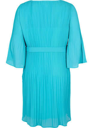 Zizzi Pleated dress with 3/4 sleeves, Turquoise, Packshot image number 1