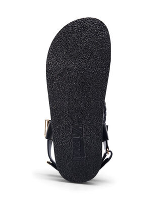 Zizzi Szerokie skórzane sandaly z aksamitnymi paskami, Black, Packshot image number 5