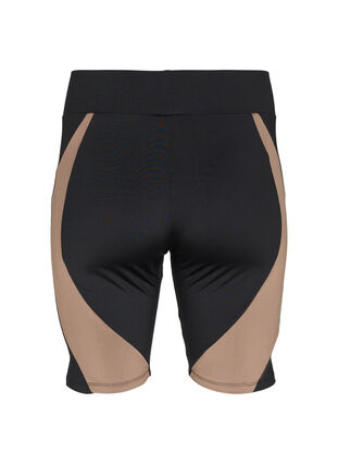 Zizzi Tight fitted training shorts, Black w. Deep Taupe, Packshot image number 1