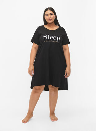 Zizzi Koszula nocna z krótkim rekawem, wykonana z bawelny organicznej, Black Sleep, Model image number 2