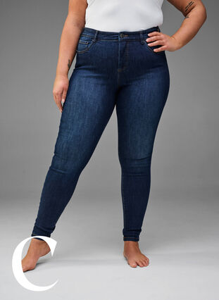 Zizzi Super slim jeans with high waist, Dark Blue, Model image number 6