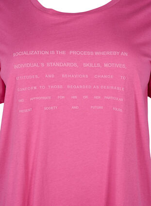 Zizzi T-shirt z motywem tekstowym, Shocking Pink W.Pink, Packshot image number 2
