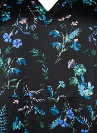 Zizzi Kwiecista sukienka midi z dlugimi rekawami, Blue Flower AOP, Packshot image number 2