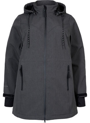 Zizzi Softshell z odpinanym kapturem, Dark Grey Melange, Packshot image number 0