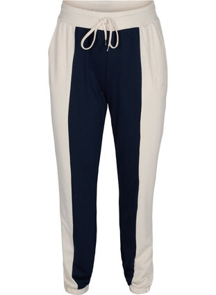 Zizzi Colour-block sweatpants, Night Sky/Off White, Packshot image number 0