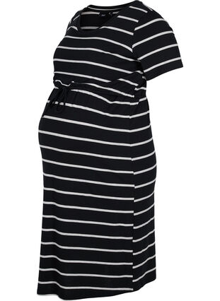 Zizzi Striped maternity dress in viscose, Black Grey Stripe, Packshot image number 0