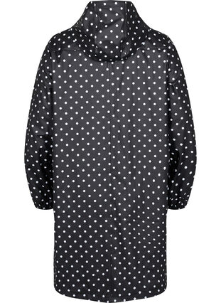 Zizzi Hooded polka dot rain jacket, Black W/White Dot, Packshot image number 1