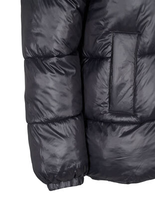 Zizzi Short puffer jacket with hood, Black, Packshot image number 3