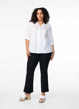Zizzi FLASH – koszula z szydelkowym detalem, Bright White, Model image number 2