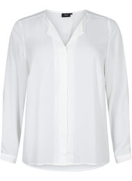 Jednokolorowa koszula z dekoltem w szpic, Bright White, Packshot
