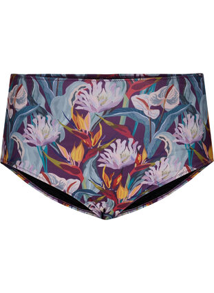 Zizzi Doly od bikini z wysokim stanem i nadrukiem, Deep Tropical Print, Packshot image number 0