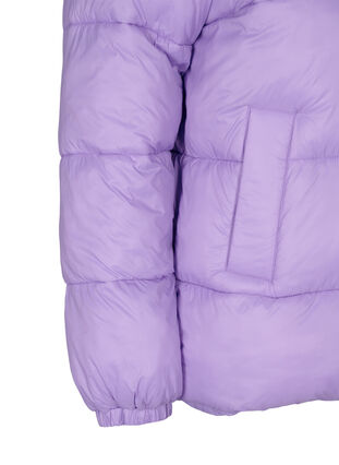 Zizzi Short puffer jacket with hood, Lavender, Packshot image number 3