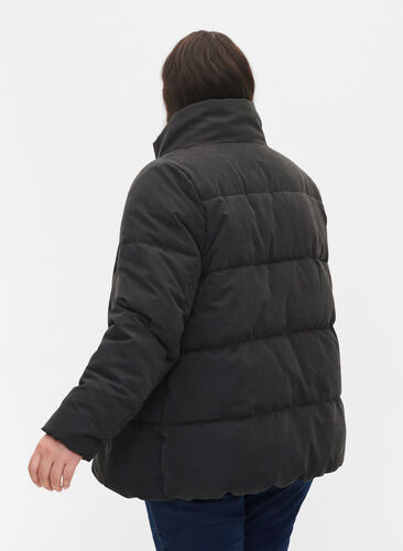 Zizzi Short winter jacket with zip and high collar, Black, Model image number 1