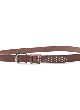 Zizzi Studded leather belt, Brown, Packshot image number 1