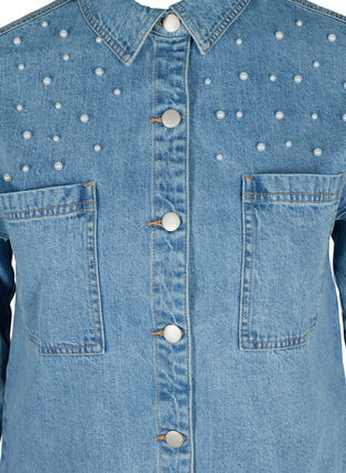 Zizzi Denim jacket with beading, Light blue denim, Packshot image number 2