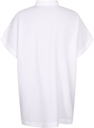 Zizzi Dluga koszula z wiskozy z krótkimi rekawami, Bright White, Packshot image number 1