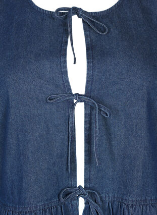 Zizzi Dzinsowa bluzka z pepitka i wiazaniem, Dark Blue Denim, Packshot image number 2