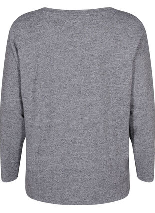 Zizzi Long-sleeved top with pearl detail, Medium Grey Melange, Packshot image number 1