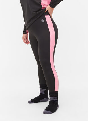 Zizzi Narciarska bielizna z kontrastowym paskiem, Black w. Sea Pink, Model image number 2