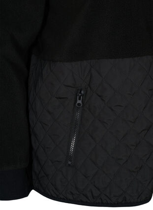 Zizzi Sports jacket in teddy and quilted fabric, Black, Packshot image number 3