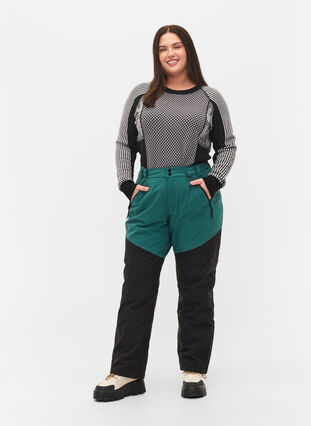 Zizzi Ski pants with pockets, Mallard Green Comb, Model image number 0