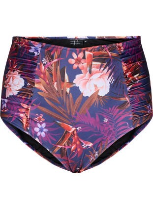 Zizzi Doly bikini w paski z wysokim stanem, Purple Flower, Packshot image number 0