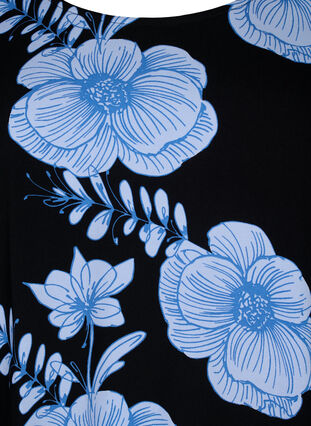 Zizzi FLASH – bluzka z wiskozy z krótkim rekawem i nadrukiem, Black Big Bl.Flower, Packshot image number 2