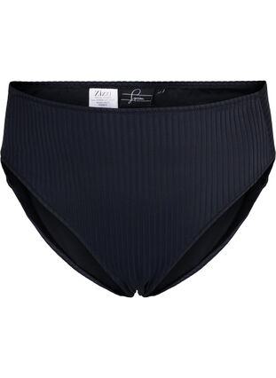 Zizzi Dól bikini z wysokim stanem i prazkowana faktura, Black, Packshot image number 0