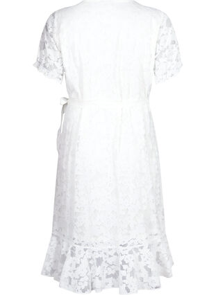 Zizzi Kopertowa sukienka z koronka i krótkimi rekawami, Bright White, Packshot image number 1