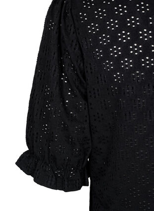 Zizzi Bluzka z dekoltem w szpic i wzorem w dziurki, Black, Packshot image number 3