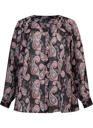 Zizzi Koszula z nadrukiem w serek, Black/Beige Paisley, Packshot image number 0