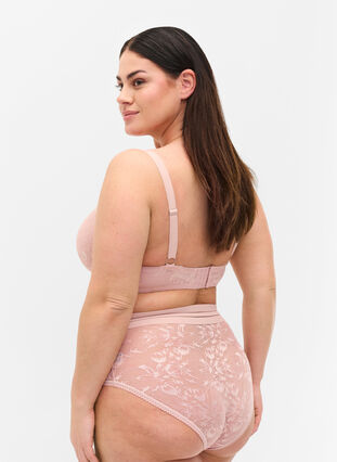 Zizzi High waisted lace panties, Pale Mauve, Model image number 1