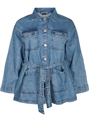 Zizzi Kurtka jeansowa z wiazanym paskiem, Blue Denim, Packshot image number 0