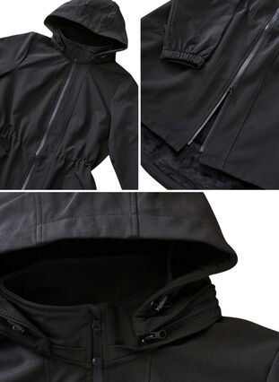 Zizzi Kurtka softshell z odpinanym kapturem, Black, Packshot image number 4