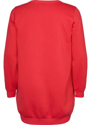 Zizzi Long sweatshirt with text print, Hisbiscus, Packshot image number 1