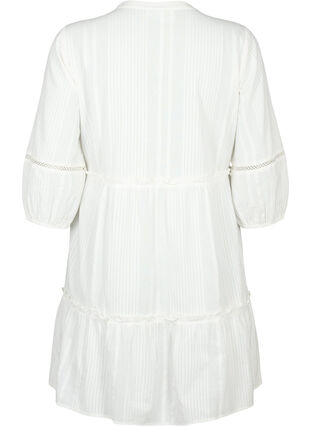 Zizzi Bawelniana sukienka z rekawem 3/4 i marszczeniami, Bright White, Packshot image number 1