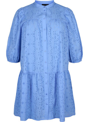 Zizzi Bawelniana sukienka koszulowa z haftem angielskim, Marina, Packshot image number 0